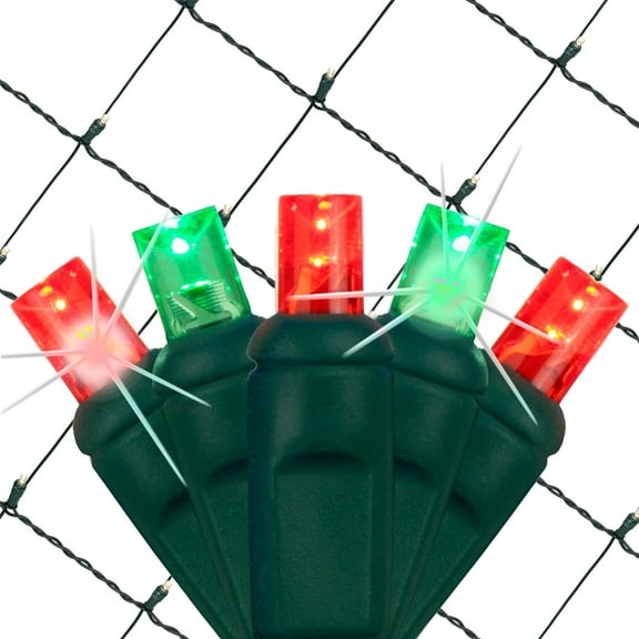 SoftTwinkle 4' x 6' Red and Green LED Christmas Net Lights Net Style Mesh Lights – Green Wire