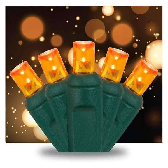 SoftTwinkle Slow Twinkling Christmas Lights, Soft Twinkle String Lights Pulsing Christmas Lights (50 Lights, 17 Ft, Amber)