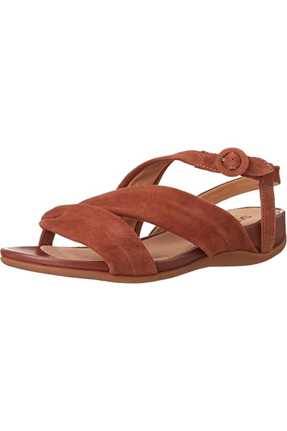 Women's Flat Sandals, Brown Toffee Suede, 7.5