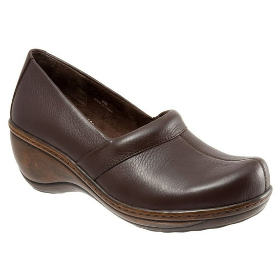 SoftWalk Women's Melody Dark Brown Soft Tumbled Leather Clog/Mule 7 N AA