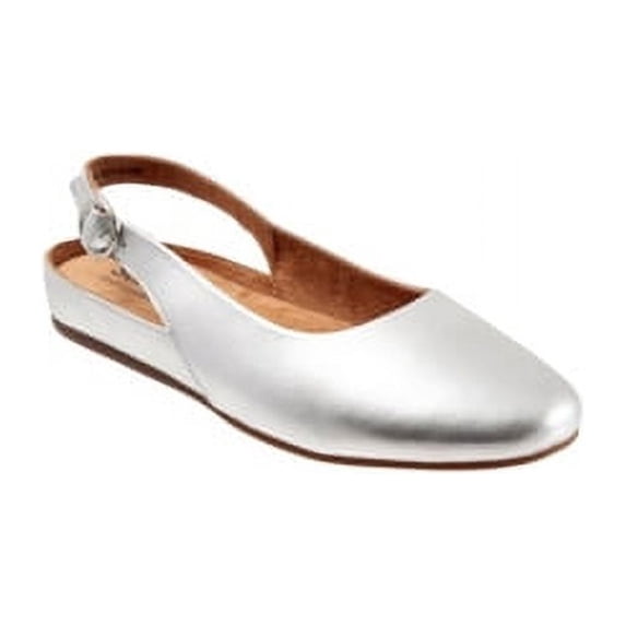 SoftWalk Women's Sandy Flat Women's Shoes, silver, Size 8.0