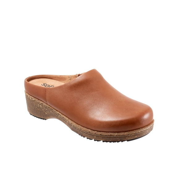 SoftWalk Womens Arvada Leather Chunky Clogs