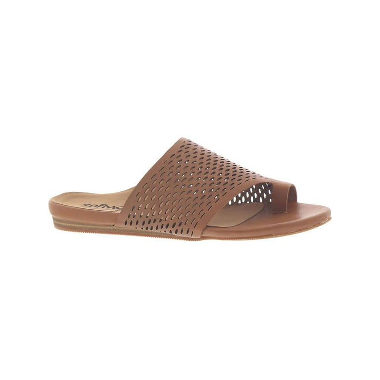 SoftWalk Womens Corsica II Leather Laser Cut Flat Sandals