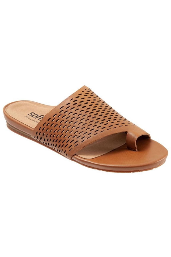 Womens Corsica Leather Flat Slide Sandals