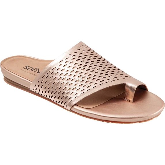 SoftWalk Womens Flat Sandals 8 Wide Rose Gold Metallic