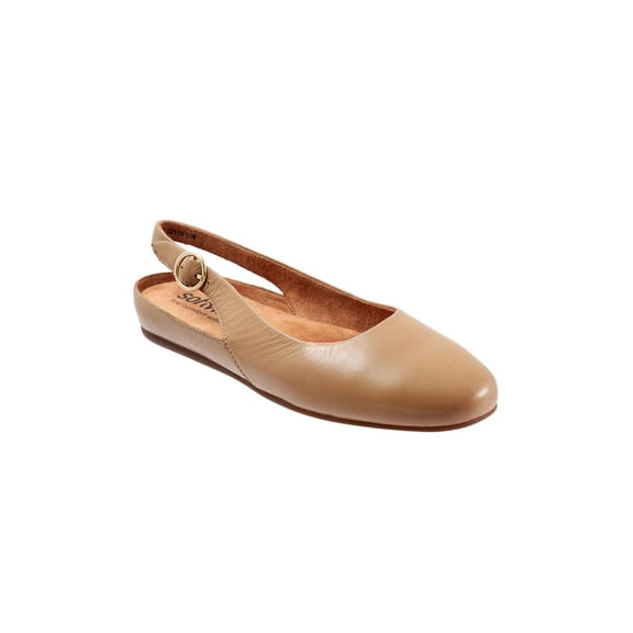 SoftWalk Womens Sandy Flat, WHITE, Size 7.0