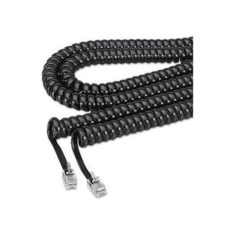 Coiled Phone Cord, Plug/Plug, 25 ft, Black Coiled Phone Cord, Plug/Plug, 25 ft, Black