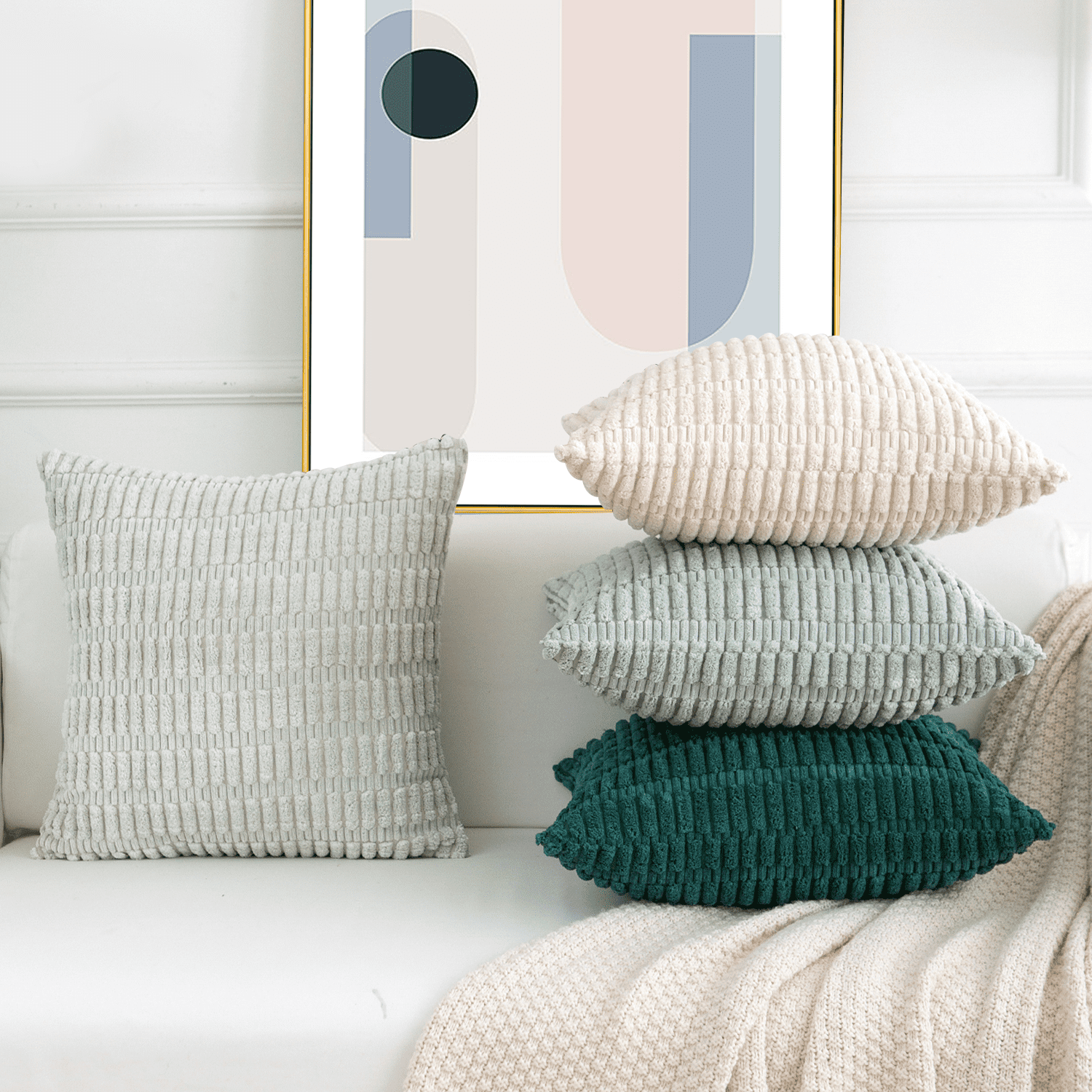 Softalker Premium Corduroy Cushion Cases, Decorative Pillows for Sofa ...