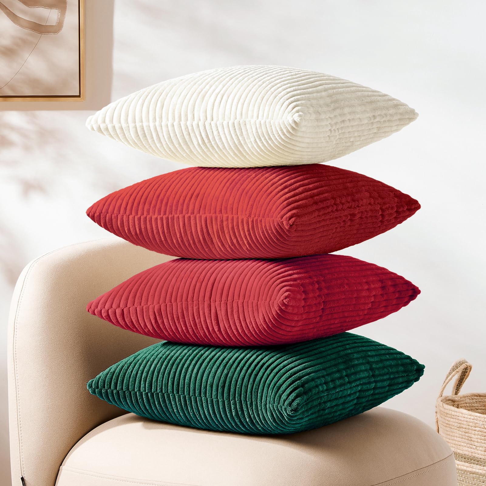 Softalker Christmas Decorative Pillow Covers 20x20, Set of 4 Soft