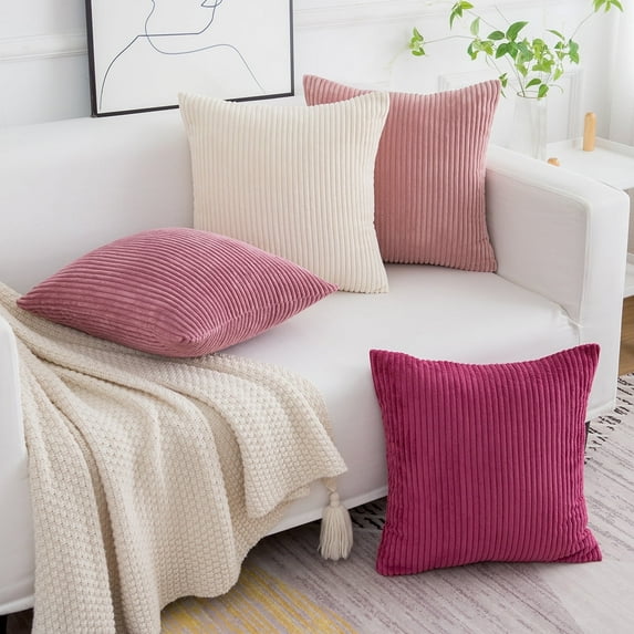 Softalker Cover For Sofa Pillow 16x16inch,Couch Pillows Set of 4,Soft Throw Pillows for Couch Decorative Pillows for Bedroom Chair Couch Sofa,Purple White