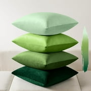 Softalker Decorative Pillow Covers, Velvet Square Pillow Cases 18x18 Inch Set of 4, Soft Solid Throw Pillow Covers for Christmas, Couch, Sofa, Bedroom, Living Room, Patio (Green)