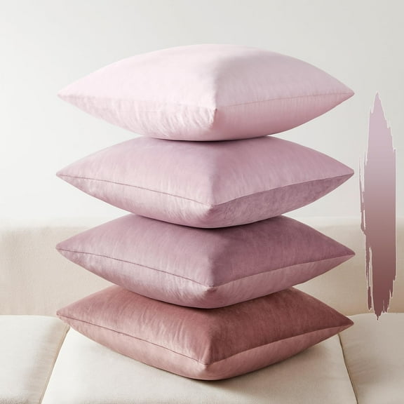 Softalker Decorative Pillow Covers, Velvet Square Pillow Cases 20x20 Inch Set of 4, Soft Solid Throw Pillow Covers for Home, Couch, Sofa, Bedroom, Living Room, Patio (Pink)