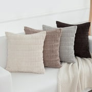 Softalker Throw Pillow Covers 20x20 Set of 4, Pillow Covers Decorative Soft Corduroy Couch Pillow Covers Neutral Cushion Pillowcase Case for Living Room Bed Sofa Car Home Decoration Grey Brown