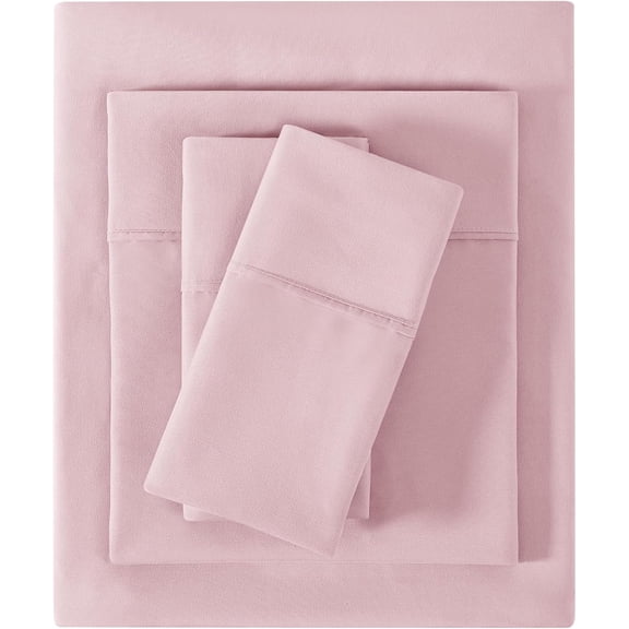 Softan Full Size Sheet Set,Cozy Microfiber Full Bed Fitted Sheet with 15" Deep Pocket & Non-Slip Straps, Double Bedding Sheets & Pillowcases, Pink