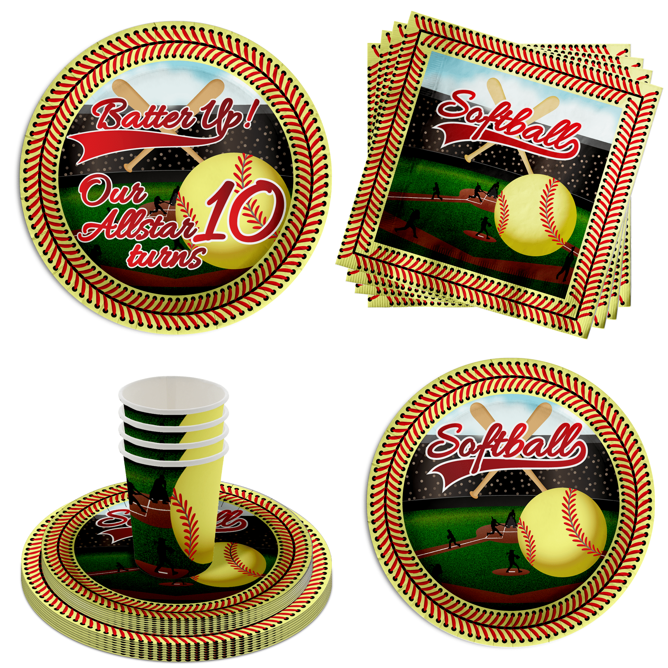 96Pcs Softball Party Supplies Softball Theme Paper Plates