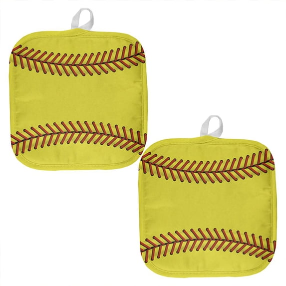 Softball All Over Pot Holder (Set of 2)