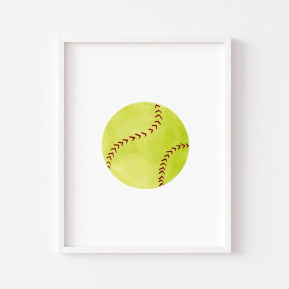 Softball Art Print, Sports Nursery Decor, Unframed Paper Poster 24x36in