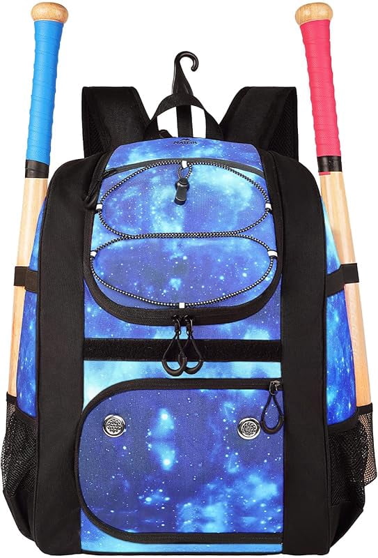 Lightweight Baseball/Softball Backpack Bag With Shoe Compartment & Fence Hook - Fits Bat, Helmet, Gloves (Multiple Colors)