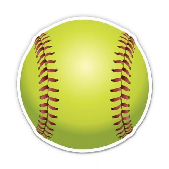 Softball Ball - 3" Vinyl Sticker - For Car Laptop I-Pad Phone Helmet Hard Hat - Waterproof Decal