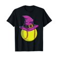 thumbnail image 1 of Softball Ball Witch Hat - Funny Halloween Costume Sports Black T-Shirt, 1 of 5