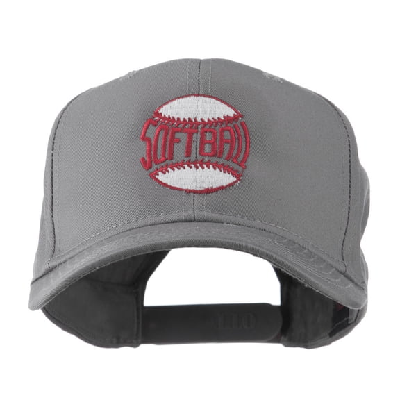 Softball Ball with Wording Inside Embroidered Cap - Grey OSFM