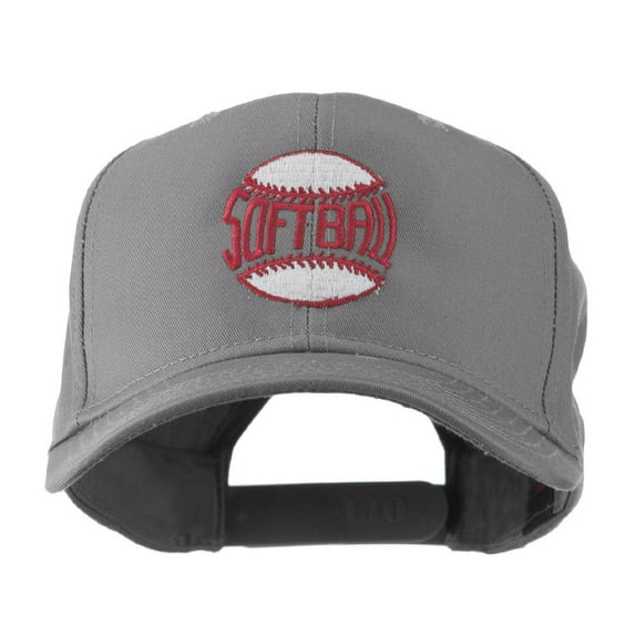 Softball Ball with Wording Inside Embroidered Cap - Grey OSFM