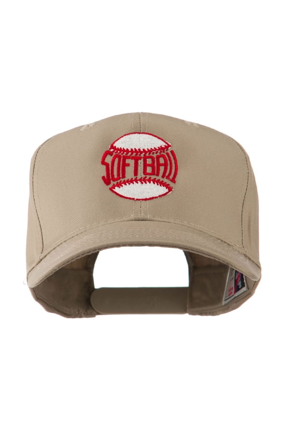 Softball Ball with Wording Inside Embroidered Cap - Khaki OSFM