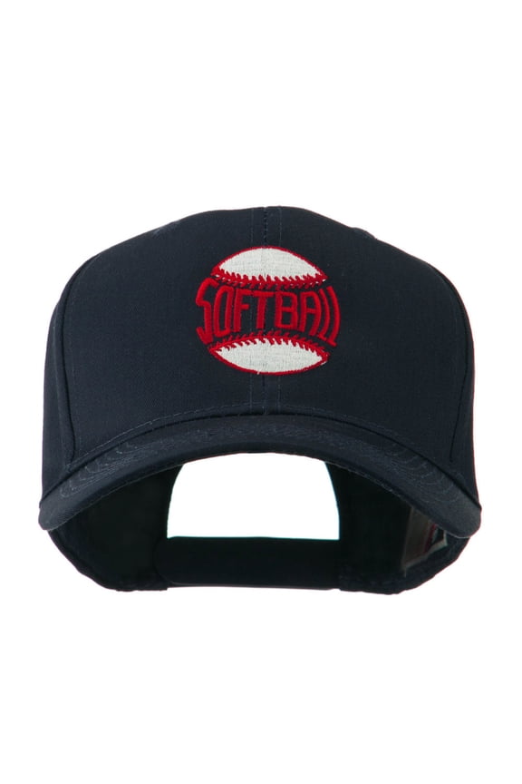 Softball Ball with Wording Inside Embroidered Cap - Navy OSFM