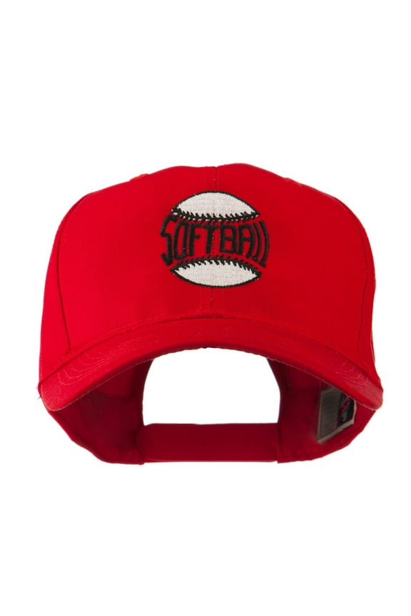 Softball Ball with Wording Inside Embroidered Cap - Red OSFM