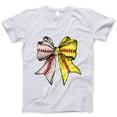 thumbnail image 1 of Softball Baseball Bow Graphic T-Shirt - Cute Sports Tee for Women, Casual Athletic Apparel, Team Spirit Wear, Gift for Softball Players, 1 of 7