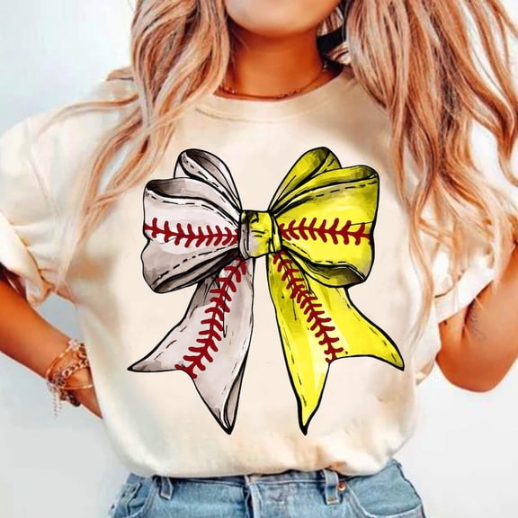 Softball & Baseball Coquette T-Shirt, Game Day Bow Tee, Softball Mama Shirt, Raising Ballers Outfit, Cute Team Spirit Gift