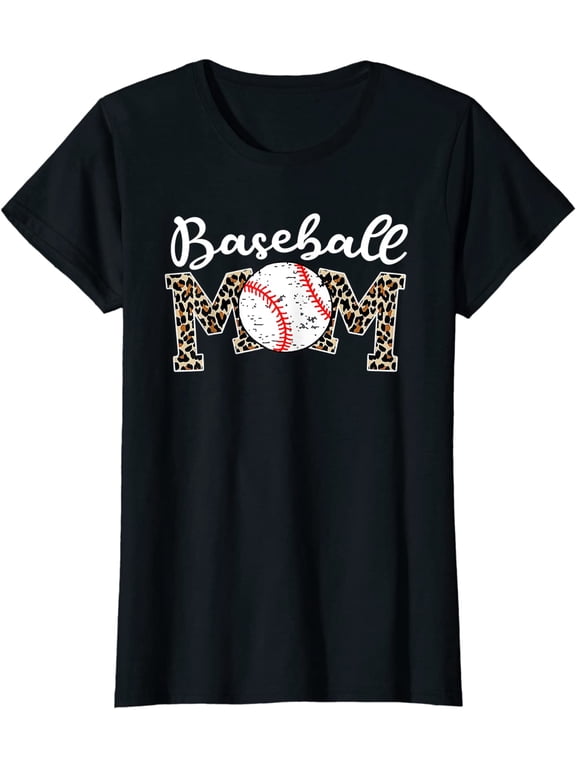 Softball Baseball Mom Leopard Tee Mother's Day T-Shirt