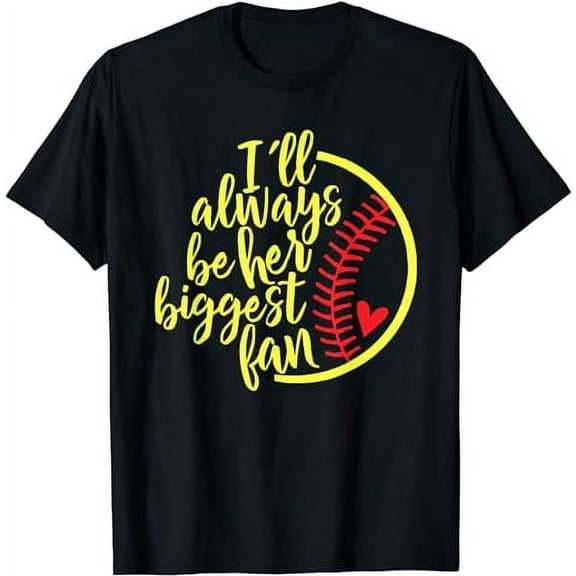 Softball Biggest Fan Heart Script for Mom Women Short Sleeve Graphic T-Shirt