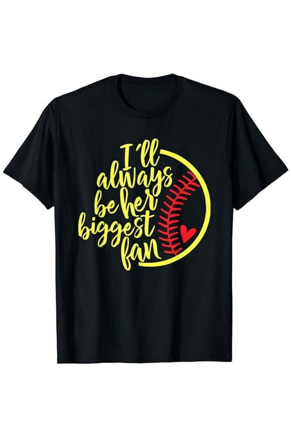 Softball Biggest Fan Heart Script for Mom Women Short Sleeve Graphic T-Shirt