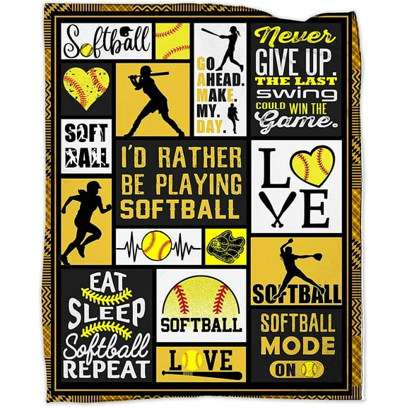 Softball Blanket 50''''x60'''' Softball Gift Blanket Super Soft Warm and Comfortable Throw Blanket for Fall Winter Spring All Season-1