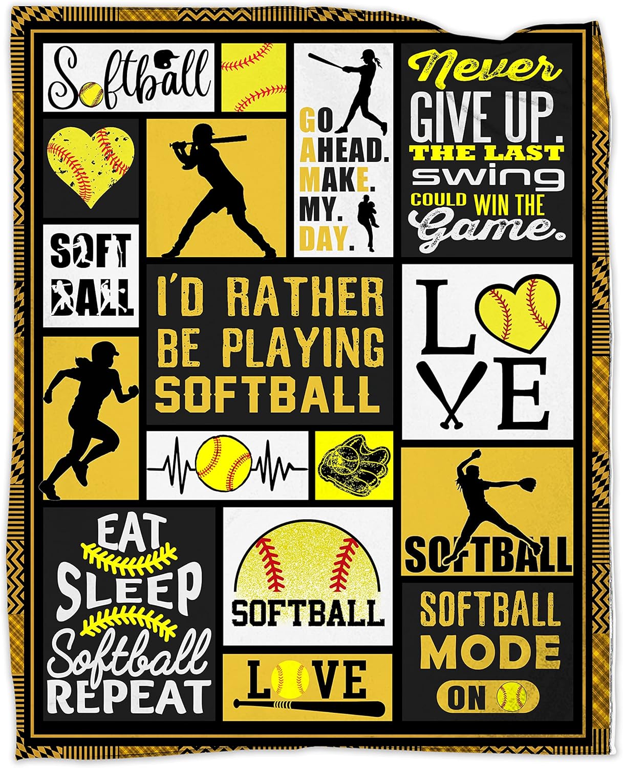Softball Blanket 50"x60" Softball Gift Blanket Super Soft Warm and Comfortable Throw Blanket for Fall Winter Spring All Season