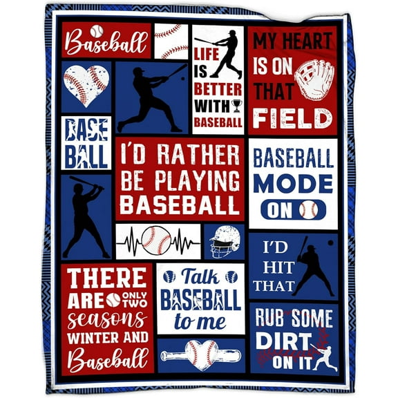 Softball Blanket 50"x60" - Super Soft Flannel Throw for All Seasons, Cartoon Letter Design, Warm & Cozy Gift