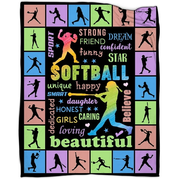 Softball Blanket 80''''x60'''' Softball Gift Blanket Super Soft Warm and Comfortable Throw Blanket for Fall Winter Spring All Season