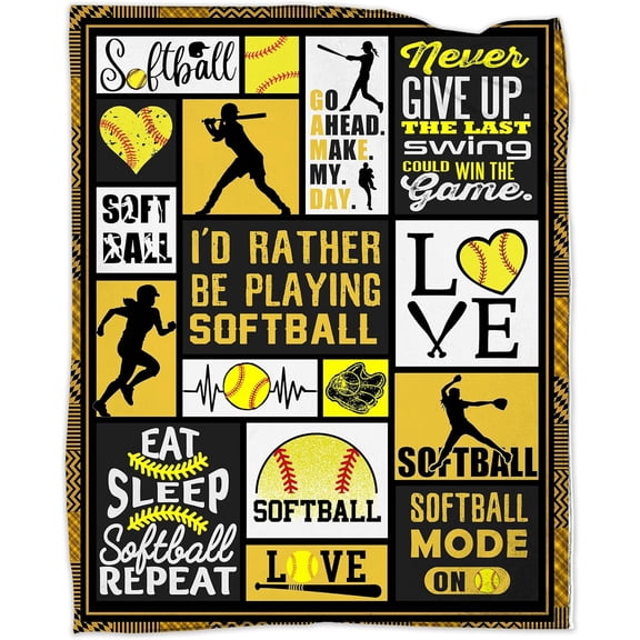 Softball Blanket 80''''x60'''' Softball Gift Blanket Super Soft Warm and Comfortable Throw Blanket for Fall Winter Spring All Season