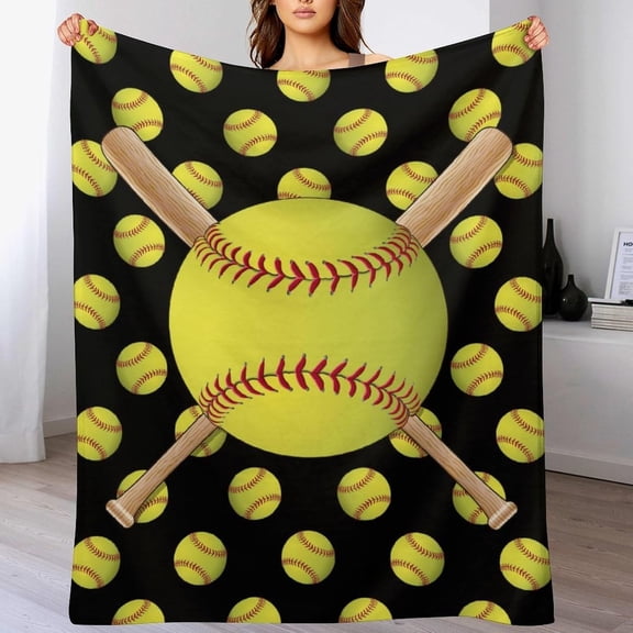 Softball Blanket for Boys Girls, Soft Flannel Softball Throw Blanket Softball Gifts for Softball Lovers Cozy Lightweight Blankets for Kids Adults Men (50"x40", Softball)
