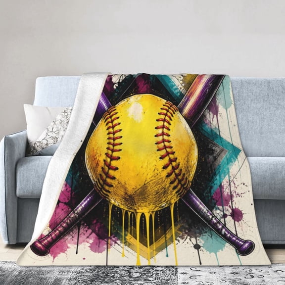 Softball Blanket Gift Throw Blanket Colorful Sports Gift for Women Softball Players Room Decor 60x50