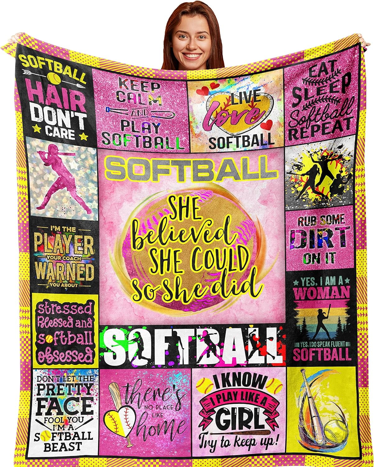 Softball Blanket Gifts, Softball Gifts for Girls, Softball Gifts for Team, Softball Gift for