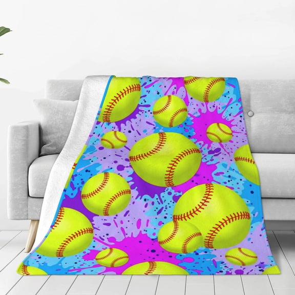 Softball Blanket Gifts for Girls, Ultra Soft Flannel Softball Throw Blanket, Bedding and Bedroom Decor 50x40