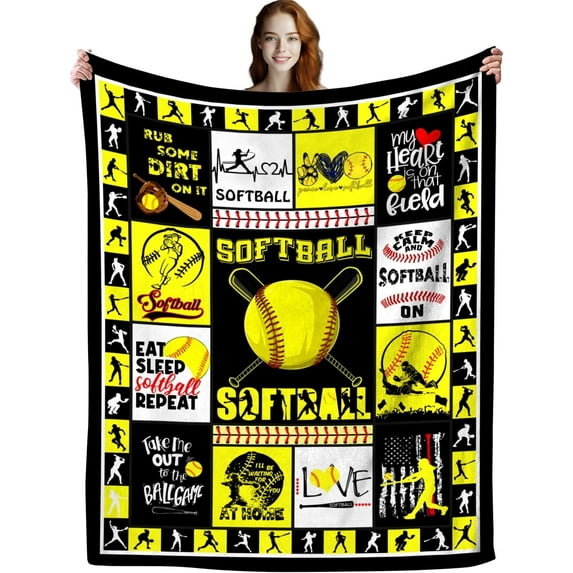 Softball Blanket Soft Flannel Blankets and Throws Outdoor Ball for Bedding Boys Girls Adults Gifts 60"x50"