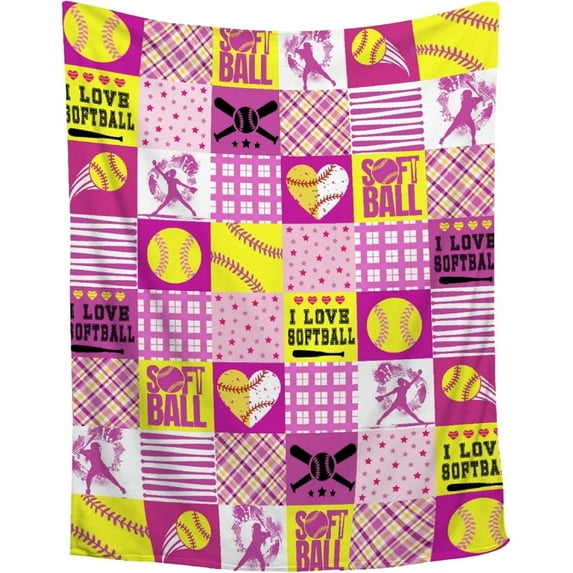 Softball Blanket Softball Blanket Gifts for Girls Teenager Team Softball Lover/Player Gifts Super Soft Flannel Blanket Throw for Sofa Couch |Plush Warm Bed Home Decor,40"x50"for Kids/Baby
