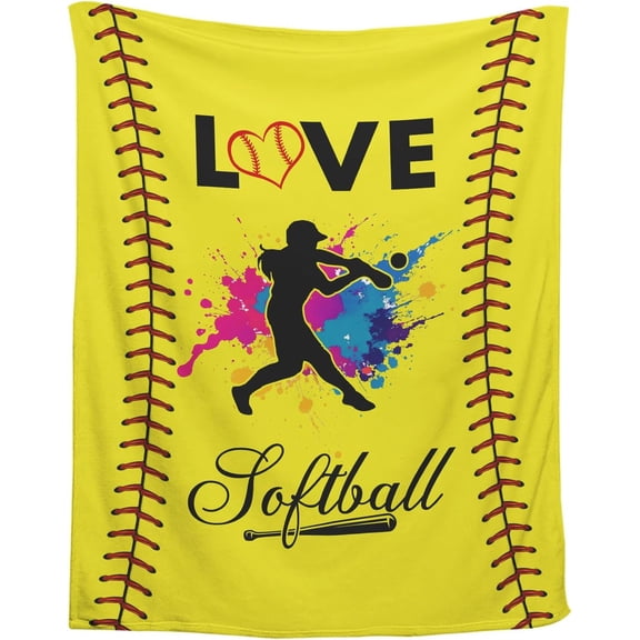 Softball Blanket Softball Gifts for Girls Teen Youth Softball Lover, Lightweight Soft Flannel Softball Blankets and Throws for Couch Sofa Bedroom Decor 60x50 Inches