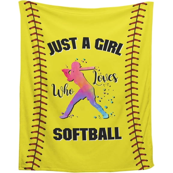 Softball Blanket Softball Gifts, Soft Cozy Flannel Softball Blankets and Throws for Couch Sofa Bedroom Decor, Just A Girl Who Loves Softball Blanket Gift for Girls Youth 50x40 Inches