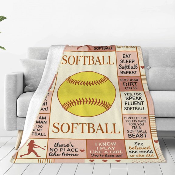 Softball Blanket, Softball Gifts for Girls Women and Team Players, Softball Lover Present for Sister, Daughter, Granddaughter and Niece 50x40