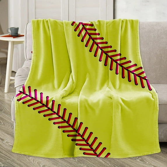 Softball Blanket Softball Gifts for Teen Girls Fleece Cotton Throw Blankets Sports 50X60 Inch for Bed Couch Sofa (Softball Blanket 1, 40"X50")