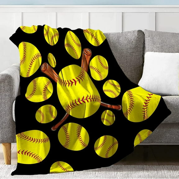 Softball Blanket for Women Men, Softball Blanket for Softball Mom, Softball Gifts for Birthday Thanksgiving Christmas Bed Couch Sofa 50x60in